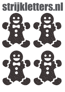 Vel Strijkletters Kerst Gingerbread Man Glitter Zwart - afb. 1