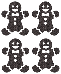 Vel Strijkletters Kerst Gingerbread Man Glitter Black Glitter 458 - afb. 2