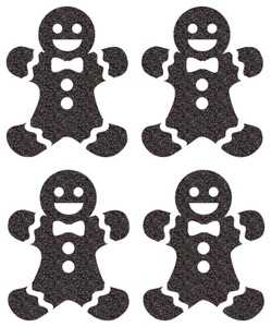Vel Strijkletters Kerst Gingerbread Man Glitter Zwart - afb. 2