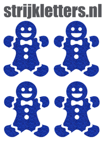 Vel Strijkletters Kerst Gingerbread Man Glitter Royal Blue - afb. 1