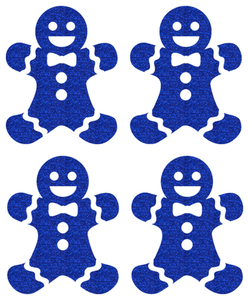 Vel Strijkletters Kerst Gingerbread Man Glitter Royal Blue - afb. 2