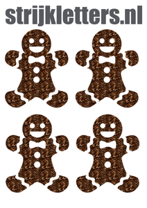 Vel Strijkletters Kerst Gingerbread Man Glitter Bruin - afb. 1