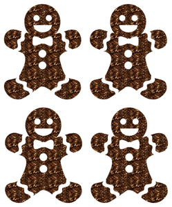 Vel Strijkletters Kerst Gingerbread Man Glitter Bruin - afb. 2