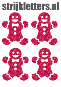 Vel Strijkletters Kerst Gingerbread Man Glitter Cherry - afb. 1