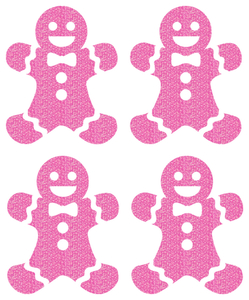Vel Strijkletters Kerst Gingerbread Man Glitter Holo Pink - afb. 2