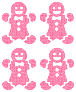 Vel Strijkletters Kerst Gingerbread Man Glitter Medium Pink - afb. 2
