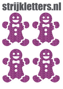 Vel Strijkletters Kerst Gingerbread Man Glitter Lavender - afb. 1