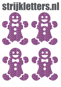 Vel Strijkletters Kerst Gingerbread Man Glitter Orchid - afb. 1