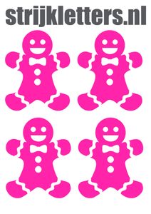 Vel Strijkletters Kerst Gingerbread Man Glow in the Dark Roze - afb. 1