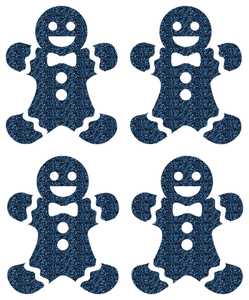 Vel Strijkletters Kerst Gingerbread Man Glitter Navy - afb. 2