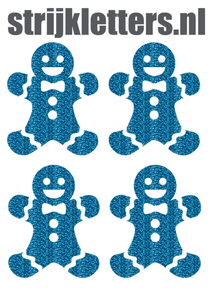 Vel Strijkletters Kerst Gingerbread Man Glitter Blue - afb. 1
