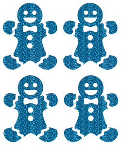 Vel Strijkletters Kerst Gingerbread Man Glitter Blue - afb. 2