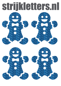 Vel Strijkletters Kerst Gingerbread Man Glitter Columbia Blue - afb. 1