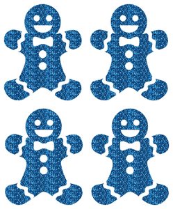 Vel Strijkletters Kerst Gingerbread Man Glitter Columbia Blue - afb. 2