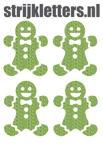 Vel Strijkletters Kerst Gingerbread Man Glitter Light Green - afb. 1