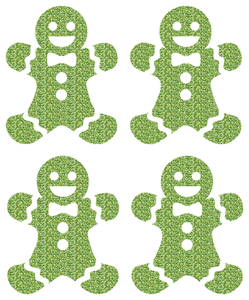 Vel Strijkletters Kerst Gingerbread Man Glitter Light Green - afb. 2