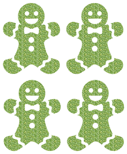 Vel Strijkletters Kerst Gingerbread Man Glitter Light Green - afb. 2