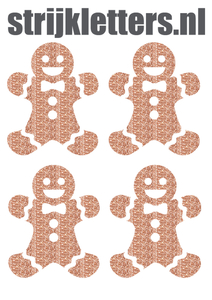 Vel Strijkletters Kerst Gingerbread Man Glitter Light Rose Gold - afb. 1