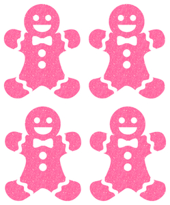 Vel Strijkletters Kerst Gingerbread Man Glitter Neon roze Glitter - afb. 2