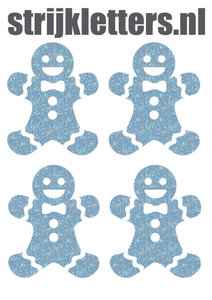 Vel Strijkletters Kerst Gingerbread Man Glitter Neon Blauw Glitter - afb. 1