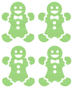 Vel Strijkletters Kerst Gingerbread Man Glitter Neon Groen Glitter - afb. 2