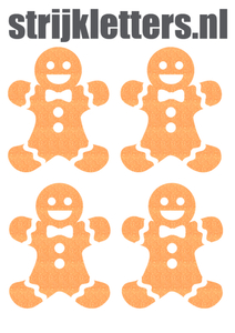 Vel Strijkletters Kerst Gingerbread Man Glitter Neon Oranje Glitter - afb. 1