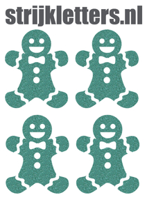 Vel Strijkletters Kerst Gingerbread Man Glitter Jade Glitter 482 - afb. 1