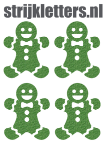 Vel Strijkletters Kerst Gingerbread Man Glitter Light Green Glitter 483 - afb. 1