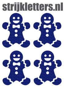 Vel Strijkletters Kerst Gingerbread Man Glitter Royal Blue Glitter 489 - afb. 1
