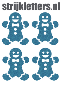 Vel Strijkletters Kerst Gingerbread Man Glitter Bleu Glitter 454 - afb. 1