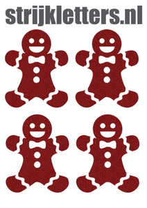 Vel Strijkletters Kerst Gingerbread Man Glitter Red Glitter 456 - afb. 1