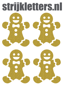 Vel Strijkletters Kerst Gingerbread Man Glitter Light Gold Glitter 425 - afb. 1
