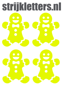 Vel Strijkletters Kerst Gingerbread Man Glow in the Darg Geel - afb. 1