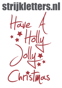 Vel Strijkletters Kerst Have A Holly Jolly Christmas Design Ruit Rood - afb. 1