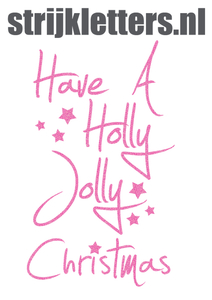 Vel Strijkletters Kerst Have A Holly Jolly Christmas Glitter Holo Pink - afb. 1