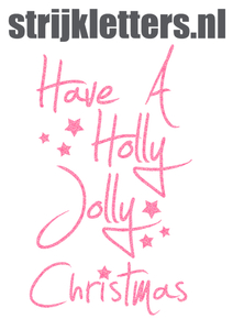 Vel Strijkletters Kerst Have A Holly Jolly Christmas Glitter Medium Pink - afb. 1