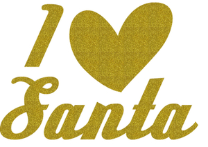 Vel Strijkletters Kerst I Love Santa Glitter Goud - afb. 2