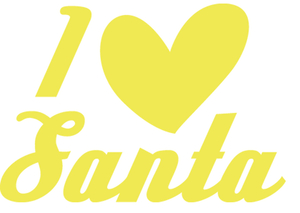 Vel Strijkletters Kerst I Love Santa Polyester Ondergrond Neon Geel - afb. 2