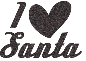 Vel Strijkletters Kerst I Love Santa Glitter Zwart - afb. 2