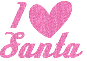 Vel Strijkletters Kerst I Love Santa Glitter Holo Pink - afb. 2