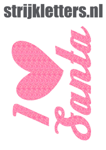 Vel Strijkletters Kerst I Love Santa Glitter Medium Pink - afb. 1