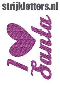Vel Strijkletters Kerst I Love Santa Glitter Lavender 428 - afb. 1