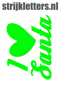 Vel Strijkletters Kerst I Love Santa Glow in the Dark Groen - afb. 1