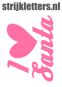 Vel Strijkletters Kerst I Love Santa Glitter Neon Pink Glitter 448 - afb. 1