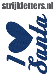 Vel Strijkletters Kerst I Love Santa Glitter Navy Blue Glitter 423 - afb. 1