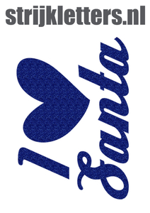 Vel Strijkletters Kerst I Love Santa Glitter Royal Blue Glitter 489 - afb. 1