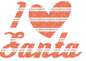 Vel Strijkletters Kerst I Love Santa Glitter Rainbow Coral Glitter ST - afb. 2