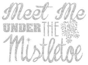 Vel Strijkletters Kerst Meet Me Under The Mistletoe Glitter Zilver - afb. 2
