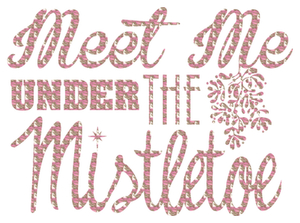 Vel Strijkletters Kerst Meet Me Under The Mistletoe Design Leger Roze - afb. 2