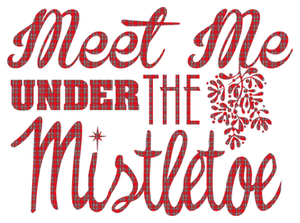 Vel Strijkletters Kerst Meet Me Under The Mistletoe Design Ruit Rood - afb. 2